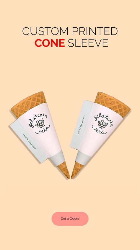 Cone Sleeve, Ice Creame, Cone Ice Cream, Cone Design, Ice Cream Cone, Custom Boxes, Sleeve Designs, First Order, Packaging Design