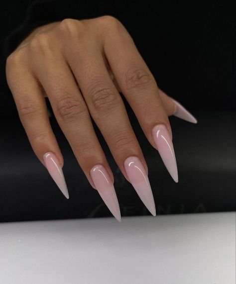 Stelltos Nails, Plain Stiletto Nails, Almond Long Acrylic Nails, Nude Stiletto Nail Designs, Xl Almond Nails, Medium Length Stiletto Nails, Acrylic Nail Designs Stiletto, Neutral Stiletto Nails, Curved Stiletto Nails