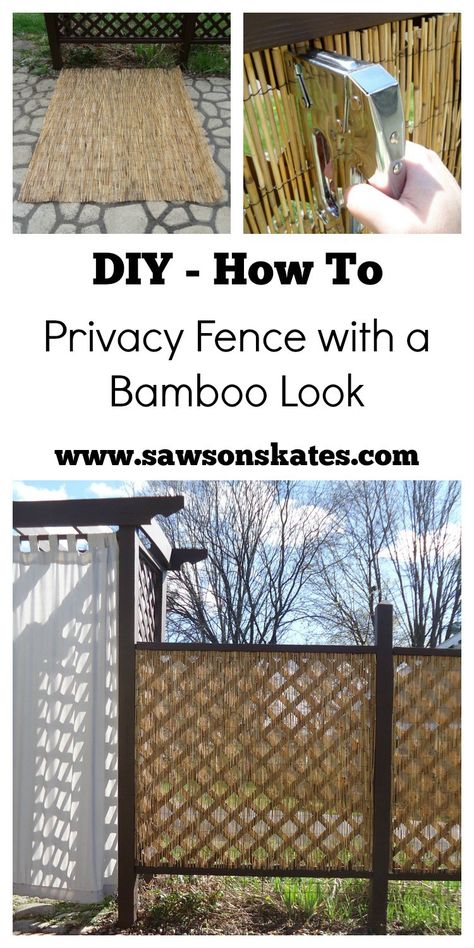 DIY Privacy Fence Bamboo Look | As summer approaches, build your own privacy fence to keep your yard private as you enjoy fresh air and sunshine! Bamboo Privacy Fence, Diy Privacy Fence, Diy Privacy Screen, Bamboo Diy, Bamboo Privacy, Patio Layout, Patio Privacy, Rustic Backyard, Backyard Garden Landscape