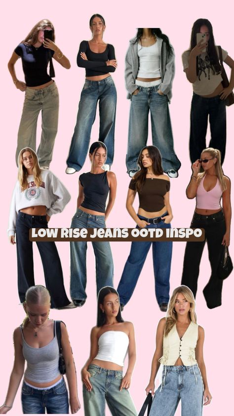 Inspo of low rise jeans Low Rise Jeans Outfits, Low Rise Jeans Outfit, Ootd School, Ootd Inspo, Outfits Verano, Jeans Outfit, Low Rise Jeans, Jean Outfits, Low Rise