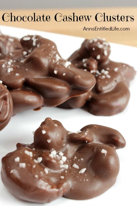 Chocolate Cashew Clusters. Homemade candy does not get any easier than this Chocolate Cashew Clusters recipe! These chocolate cashew clusters are tasty, fast, and simple to make. Surprise your family with these delicious candy delights tonight! Cashew Clusters Recipe, Cashew Clusters, Clusters Recipe, Chocolate Cashew, Cashew Recipes, Chocolate Candy Recipes, Homemade Candy, Candy Recipes Homemade, Homemade Sweets