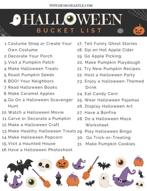 Veselý Halloween, Halloween Activity Sheets, Halloween Bucket List, Halloween Worksheets, Halloween Buckets, Themed Drinks, Spooky Treats, Halloween Activities For Kids, 31 Days Of Halloween