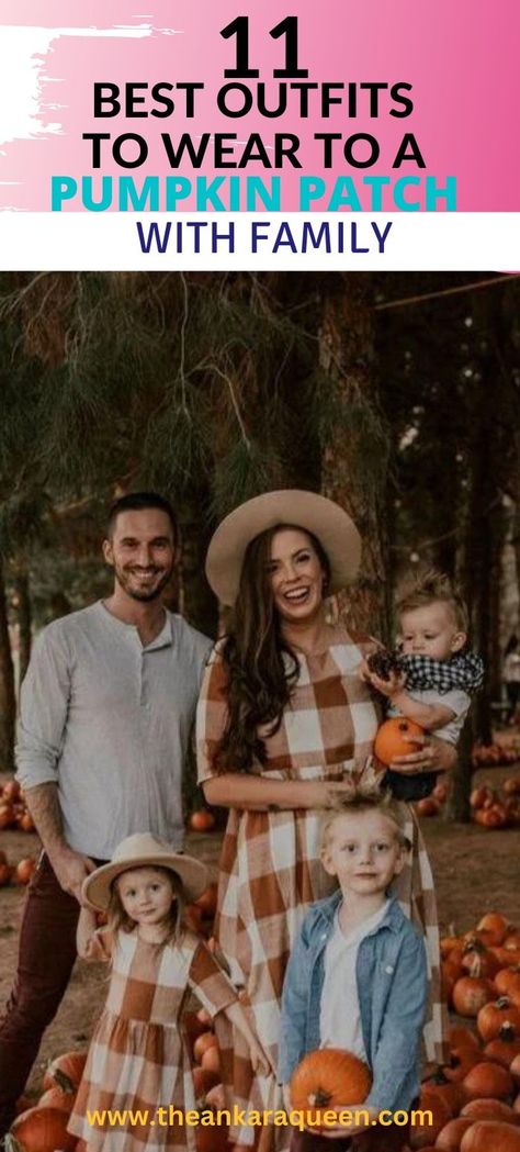 A young white family pose together on a pumpkin patch. The mom and daughter wear matching plaid dresses while the husband and 2 boys wear casual shirts and pants. Pumpkin Patch Outfit Plus Size, Pumpkin Patch Outfit Ideas, Serious Outfit, Pumpkin Patch Photoshoot, Patch Outfit, 1920s Women, Pumpkin Patch Outfit, Family Photoshoot Outfits, Pumpkin Patches