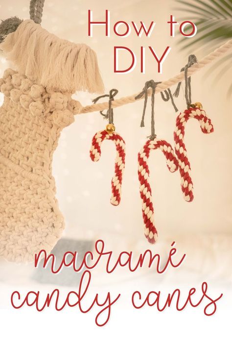 Crown Knot, Candy Cane Crafts, Types Of Knots, Free Macrame Patterns, Macrame Knots Pattern, Diy Christmas Tree Ornaments, Candy Cane Ornament, Macrame Patterns Tutorials, Can Diy