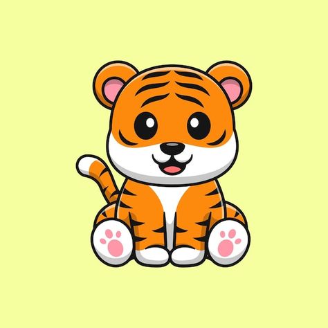 Cute Tigers Drawing, Tiger Cartoon Images, Cute Tiger Drawing Cartoon, Easy Tiger Painting, Tiger Cute Illustration, Cartoon Art Cute Animal, Cute Tiger Drawings, Cute Tiger Drawing Easy, Tiger Cute Art