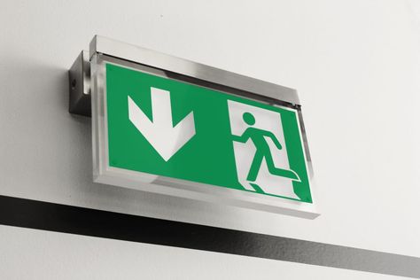 Exit Sign Design, Graber Blinds, Hospital Signage, Dental Branding, Lighting Restaurant, Fire Exit, Emergency Exit Signs, Hotel Lighting, High End Lighting