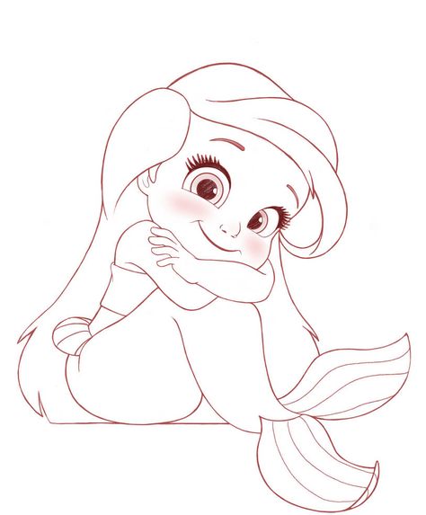 Princess Cartoon Drawing, Disney Line Art, Drawing Princess, Ariel Tattoo, Kertas Kerja Prasekolah, Princess Drawing, Ariel Drawing, Disney Character Drawings, Easy Disney Drawings