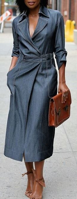 slate blue Business Casual Denim, Business Casual Womens Fashion, Denim Dress Fall, Maxi Dress Outfit Fall, Casual Denim Shirt, Thanksgiving Outfit Women, Chique Outfits, Food Baby, Denim Shirts