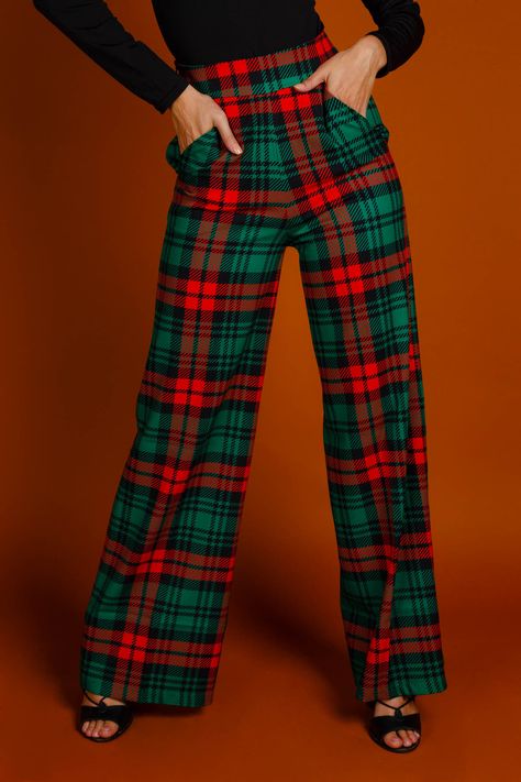 Themed Party Dresses For Women by Shinesty Plaid Pants Outfit, Tartan Plaid Christmas, Tartan Plaid Dress, Tartan Pants, Plaid Dress Pants, Classy Christmas, Grunge Dress, Party Pants, Plaid Outfits