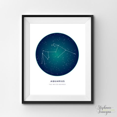 Aquarius Printable | Aquarius Art Print | Constellation Printable | Constellation Art | Constellation | Zodiac Art | Printable Art | Stars Constellation Printable, Cassiopeia Constellation, Zodiac Constellation Art, Leo Constellation Tattoo, Virgo Constellation Tattoo, Taurus Art, Aquarius Art, Virgo Art, Aries Art