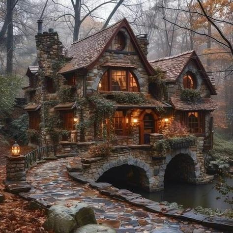 Gothic Tiny House, Gothic Cottage, Fairytale Houses, Fairytale House, Storybook Homes, Stone Cottages, Fantasy Homes, Dream Cottage, Stone Cottage