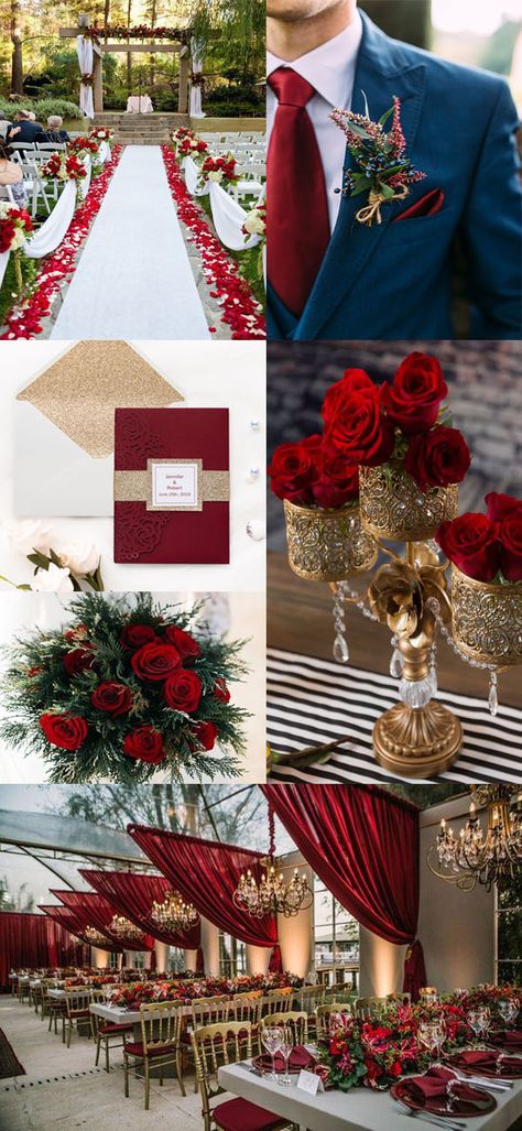 Red And Gold Wedding, Shimmer Rose, Red Gold Wedding, Beauty And Beast Wedding, Wedding Colors Red, Red Wedding Theme, Red Rose Wedding, Gold Wedding Theme, Color Wedding