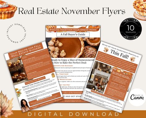 November Real Estate Flyers| Thanksgiving Real Estate Flyer Templates| Fall Realtor Flyers| Real Estate Fall Marketing| Instant Download Real Estate November Marketing, November Real Estate Marketing, November Real Estate, Thanksgiving Real Estate, Realtor Flyers, November Holidays, Orange Color Schemes, Real Estate Flyer Template, Thanksgiving Theme