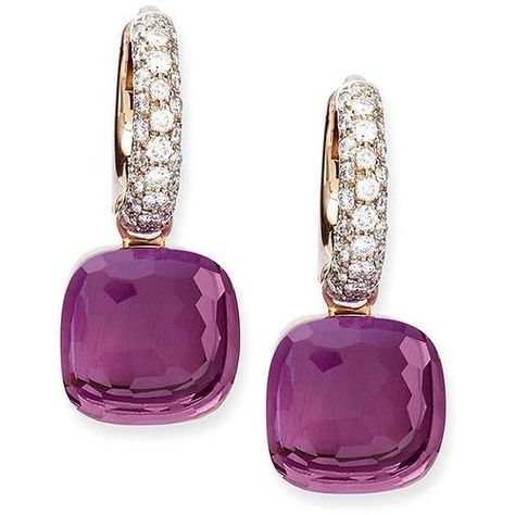 Pomellato Jewelry, Pave Diamond Jewelry, Pave Diamond Earrings, Pave Jewelry, Earrings Diamond, Earrings Accessories, Gold Diamond Earrings, Amethyst Jewelry, Classic Jewelry