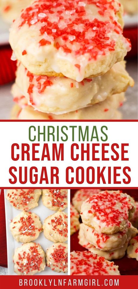 Cinnamon Cream Cheese Cookies, Cream Cheese Christmas Cookies, Cream Cheese Sugar Cookie Recipe, Cheese Christmas, Cream Cheese Cookie Recipe, Easy Holiday Cookies, Cream Cheese Sugar Cookies, Sprinkles Recipe, Homemade Candy