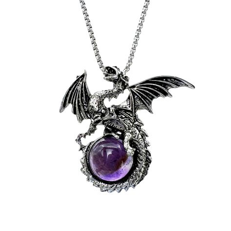 PRICES MAY VARY. This Dragon Necklace is the perfect accessory for both men and women who love to add a touch of mythical flair to their look. The stainless-steel material ensures durability and longevity, making it an ideal piece of jewelry for everyday wear. At a length of 26+2 inches, this Dragon Necklace is the perfect length for men who prefer a longer necklace. The pendant is 1.7 inches in height and width, making it a substantial piece that will catch the eye of those around you. This Men Necklace Dragon, Dinosaur Jewelry, Dinosaur Necklace, Natural Gemstone Necklace, Dragon Necklace, Snake Jewelry, Dragon Jewelry, Magical Jewelry, Buy Necklace