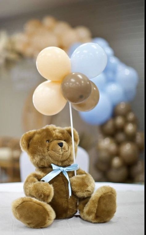 Teddy Bear Shower Centerpiece, Teddy Bear Gender Reveal Centerpieces, Teddy Bear Baby Shower Theme Centerpiece, Neutral Baby Shower Centerpieces, We Can Bearly Wait Centerpiece, Teddy Bear Balloon Centerpiece, We Can Barely Wait Baby Shower Theme, Denim Baby Shower, Teddy Bear Centerpieces