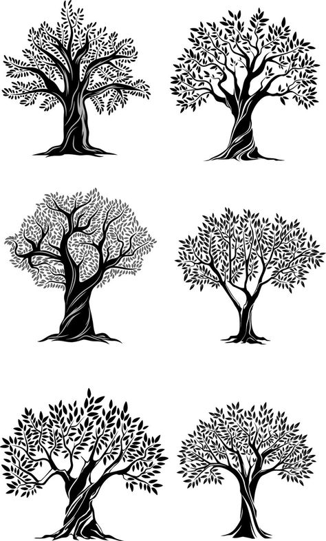 Family Name Tattoos, Drawing Silhouette, Tree Drawings Pencil, Bodhi Tree, Tree Clipart, Tree Artwork, Wall Drawing, Silhouette Png, Tree Svg