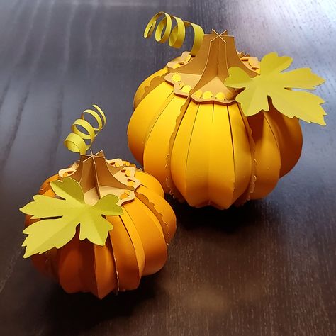 DIY Quick 3D Pumpkin no glue template PDF and SVG file for instant download Fall Paper Flowers Cricut, Paper Pumpkin Lantern, 3d Pumpkin Craft, 3d Paper Pumpkin, Pumpkin Craft For Kids, Paper Pumpkin Craft, Card Quilling, Fall Paper Crafts, 3d Pumpkin