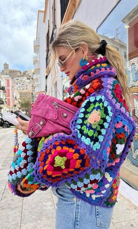 Granny Square Sweater, Gilet Crochet, Crochet Fashion Patterns, Crochet Cardigan Pattern, Modern Crochet, Free Summer, Crochet Square, Worsted Weight, Knit Fashion