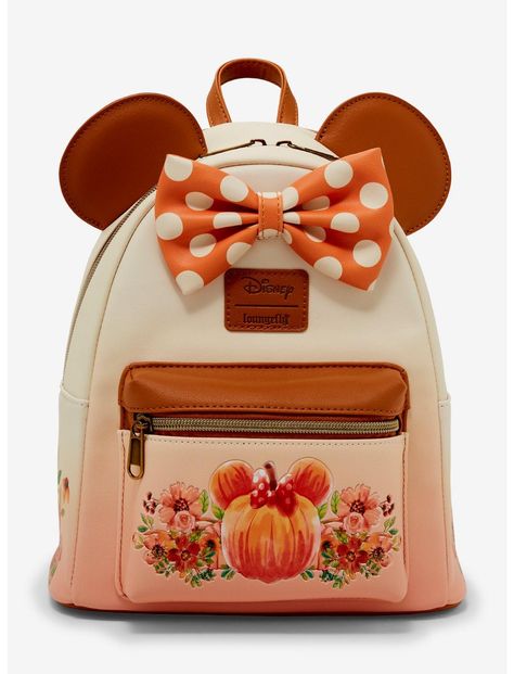 Loungefly Disney Minnie Mouse Pumpkin Ombre Mini Backpack | Hot Topic Disneyland Backpack, Loungefly Collection, Minnie Mouse Pumpkin, Disney Purses, Loungefly Purse, Disney Gear, Disney Bags Backpacks, Backpack Collection, Mouse Pumpkin