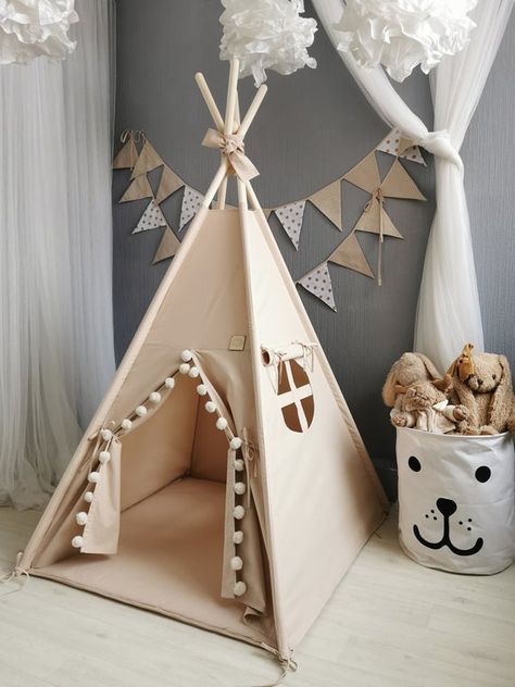 Diy Tipi Tent, Teepee Diy, Nursery 2024, Toddler Teepee, Tent Kids Room, Diy Kids Teepee, Diy Teepee Tent, Tent Playhouse, Boho Teepee