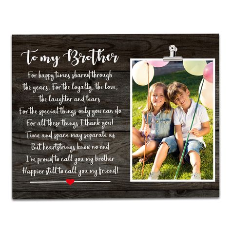 PRICES MAY VARY. The brother picture frame is a Meaningful Gift That Your Brother Will Appreciate. Best Friendship Brother Gifts I Choose for Him. to Remind Them That They Are Getting More Fabulous Than Ever when Celebrating their Birthday or Any Bday in Between, Anniversary, Christmas, Wedding, Retirements. Our Picture Frame is Great for Sharing Good Times and Creating New Memories. The Perfect Gift for Brother- If you're struggling with what to give your brother, this wooden picture frame is t Birthday Photo Frame For Brother, Creative Birthday Gifts For Brother, Birthday Frame For Brother, Birthday For Brother From Sister, Photo Frame For Brother, Photo Frames With Quotes, Brother Gifts From Sister, Birthday Gift For Brother, Brother Pictures