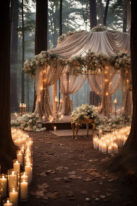 Creating a Magical Forest Wedding and Reception with MidJourney: Part 2 Magical Forest Wedding, Enchanted Forest Wedding Theme, Wedding Setup, Forest Theme Wedding, Decor Business, Create Business, Dream Wedding Decorations, Enchanted Forest Wedding, Dream Wedding Venues