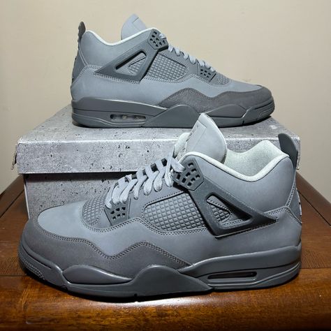 New And Authentic Ships Next Day Size 14 Wet Cement Jordan 4, Jordan 4 Wet Cement, Jordan 4 Gray, Zapatillas Jordan Retro, Red Nike Shoes, Custom Sneakers Diy, Pretty Sneakers, White Nike Shoes, Preppy Shoes