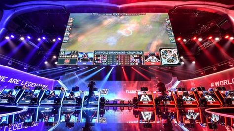 The League of Legends World Championships E Sports Design, Gaming Tournament, Gaming Event, Computer Club, Gaming Lounge, Gaming Center, Concert Stage Design, Game Center, Church Poster Design