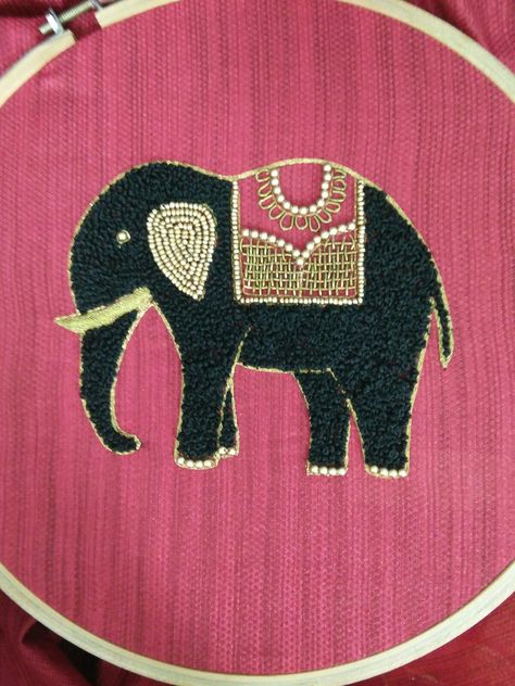 Elephant embroidery work Elephant Aari Design, Elephant Embroidery Design Blouse, Elephant Design Blouse Work, Elephant Embroidery Pattern, Elephant Aari Work Blouse, Embroidery Design Blouse, Elephant Embroidery Design, Embroidery Elephant, Elephant Embroidery