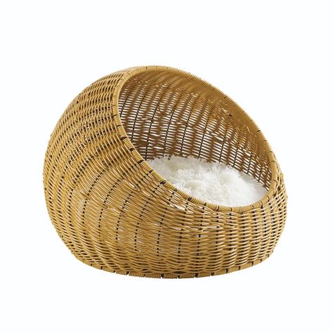 Tucker Murphy Pet™ Cesaltina Round Cat Bed | Wayfair Traditional Beds, Wicker Cat Bed, Cat Egg, Rattan Style, Plush Cushion, Room Unique, Cat Basket, Nest Design, Traditional Bed