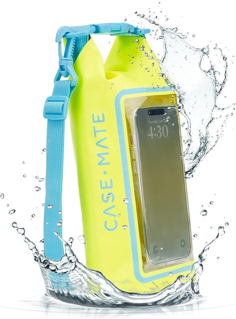 Case-Mate Beach Phone Bag - IP68 Waterproof Dry Bag 2L - Roll Top Waterproof Pool Bag w/Phone Case/Pouch - Boating & Kayak Accessories - Essentials for Swimming Beach & Travel - Citrus Splash Beach Essentials For Women, Dust Sand, Lake Activities, Perfect Beach Bag, Fun Zone, Lake Days, Mini Phone, Waterproof Dry Bag, Kayak Accessories