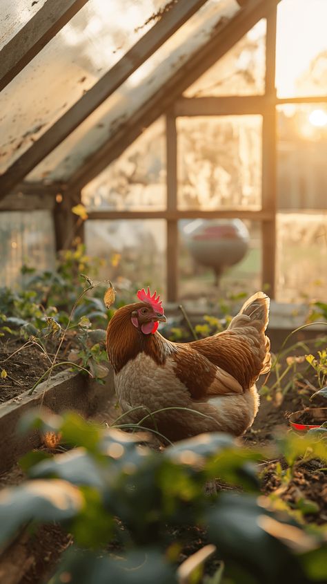 Discover the charm of a rustic greenhouse where chickens roam freely, surrounded by lush greenery and the soft glow of sunlight. This serene farm scene captures the peaceful coexistence of nature and farm life. Visit our website for more inspiring images and stories. #RusticGreenhouse #FarmLife #Chickens #CountrysideCharm #RuralBliss #GreenhouseLife #FarmyardHarmony Autumn Farm Aesthetic, Southwest Branding, Hobby Farm Aesthetic, Farm Life Photography, Cottage Homestead, Beautiful Farms, Rustic Greenhouses, Farmhouse Photography, Sunrise Farm