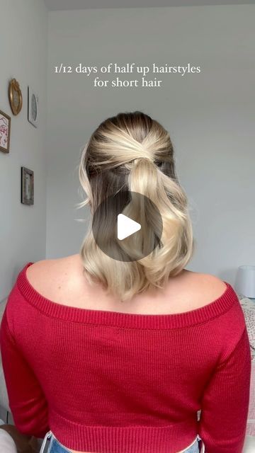 Half Updo Short Hair, Short Half Up Half Down Hair, Up Hairstyles For Short Hair, Updo Short Hair, Half Up Hairstyles, Half Updo, Half Up Half Down Hair, Hairstyles For Short Hair, Short Hair Styles Easy