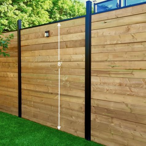 Slip Fence, Black Aluminum Fence, High Fence, Vinyl Privacy Fence, Wood Fence Design, Modern Fence Design, Privacy Fence Designs, Horizontal Fence, Lattice Fence