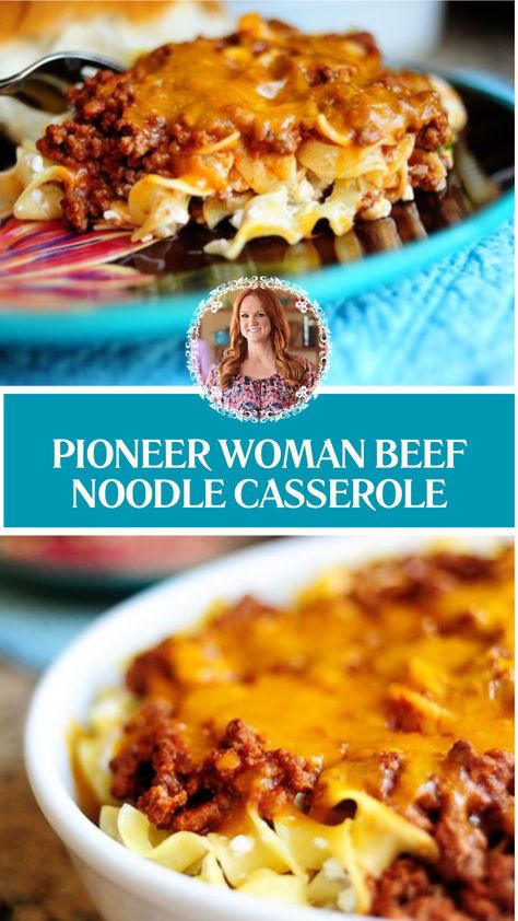 Pioneer Woman Beef Noodle Casserole (also called Sour Cream Noodle Bake) is made with ground chuck(or any ground beef), tomato sauce, sour cream, cottage cheese, green onions, sharp cheddar cheese, and egg noodles. This easy Beef Noodle Casserole creates a cheesy and creamy Casserole that takes about 30 minutes to prepare and can serve up to 8 people. Creamy Ground Beef Noodle Casserole, Egg Noodles With Cottage Cheese, Egg Noodles Recipes Beef, Ground Beef Egg Noodles Tomato Sauce, Pasta Recipes With Egg Noodles, Sour Cream Noodle Bake Ground Beef, Ground Beef Recipes With Cream Cheese, Egg Noodle Bake Casserole Recipes, Italian Noodle Casserole