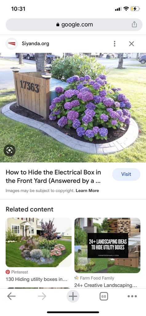 Electrical Box Landscaping Front Yards, Utility Box Landscaping Front Yards, Cover Well Pump Front Yards, Ways To Hide Utility Boxes In Yard, How To Hide Utility Box In Yard, Utility Box Landscaping, Landscaping Around Utility Boxes, Hide Electrical Box In Yard, Electrical Box Cover Ideas Outdoor