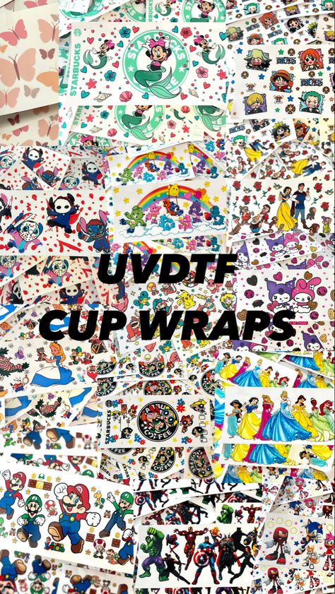 UVDTF cup wraps for 16oz glass tumblers. Also can be used on different surfaces. How To Make Uv Dtf Cup Wraps, Dtf Cup Wrap, Uv Dtf Cup Wrap Designs, Uv Dtf Sticker, Uv Dtf Cup Wrap, Can Glass Cups, Uv Sticker, Cup Wraps, Glass Cups