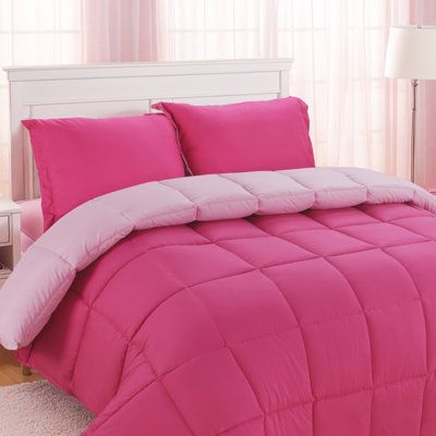 Pink Bed Set Ideas, Dark Pink Bedding, Queen Comforter Sets For Women, Pink Bed Set, Pink Comforter Sets, Pink Bedding Set, Pink Comforter, Box Construction, Down Alternative Comforter