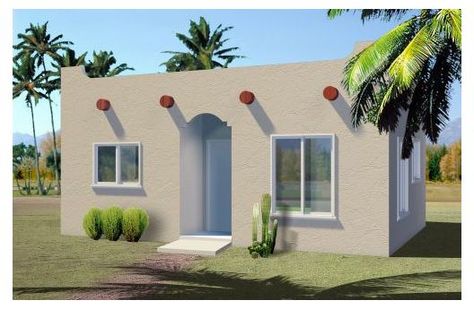 437 square feet...for those of you who need a little bit more room! For Florida or the Southwest, wouldn't this be adorable? Adobe House Plans, Southwestern House Plans, Southwestern House, Micro House Plans, Simple Floor Plans, Tiny House Company, Tiny House Exterior, Adobe House, Monster House Plans