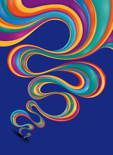 #graphic design #colors #vibrant #curvilinear Colorful Artwork, Happy Colors, Fractal Art, Art Plastique, Art Abstrait, Rainbow Colors, Color Me, Color Splash, Creative Design