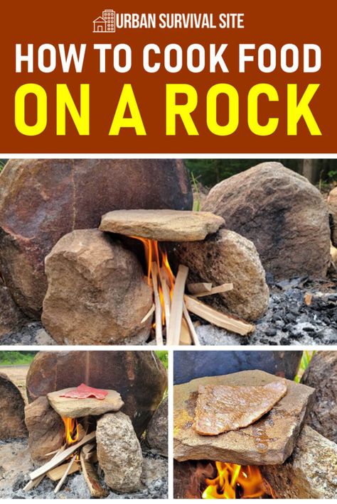 Cooking on rocks is an ancient method of survival cooking. Learn how to cook food on a rock with this primitive cooking method. Cooking Fire Pit, Cooking In Nature, Wild Cooking, Primitive Cooking, Survival Cooking, Kids Survival Skills, Primitive Skills, Survival Skills Emergency Preparedness, Emergency Preparedness Food