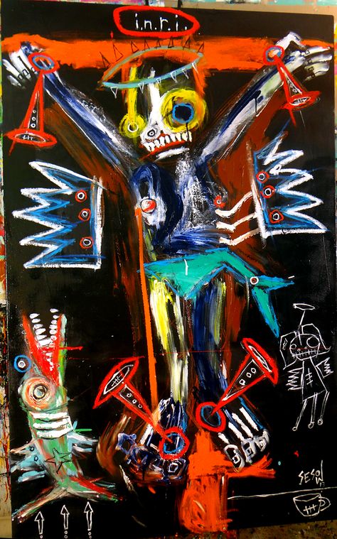 Matt Sesow, Jm Basquiat, Basquiat Paintings, Basquiat Art, Art Funky, Neo Expressionism, Follow The Leader, Art Inspiration Painting, Weird Art