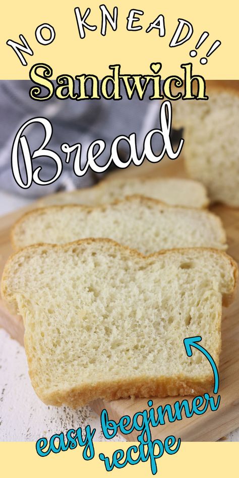 No Knead Sandwich Bread, Easy Sandwich Bread Recipe, Toasted Sandwich Recipes, Fast Bread, Beginners Bread Recipe, Homemade Gluten Free Bread, Homemade Sandwich Bread, Knead Bread Recipe, Homemade Sandwich