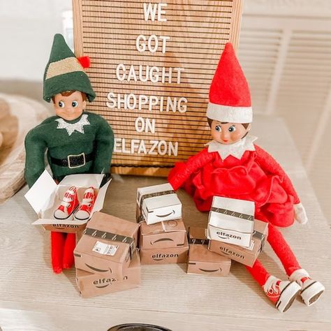 Diy Christmas Elves, Homemade Kids Toys, Santa Package, Elf On The Shelf Arrival, Treat Stand, Elf Door, Elf Antics, Santa's Sleigh, Moving Boxes