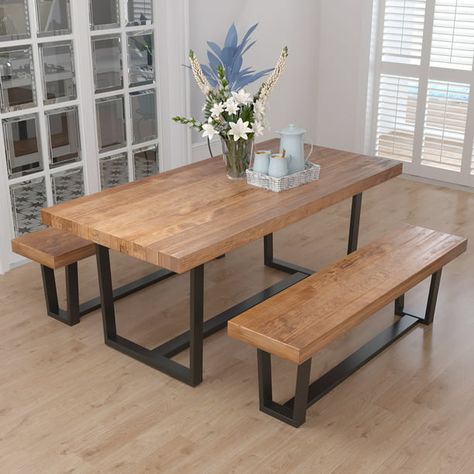 Yaoping 72" Rustic Farmhouse Solid Wood Dining Table with Metal Frame, Rectangular Kitchen and Dining Table for Home Office Furniture(Brown-72 in Dining Table) - Walmart.com Rectangular Kitchen, Kitchen And Dining Table, Airbnb Design, Assembly Table, Metal Dining Table, Solid Wood Dining Table, Wood Dining Table, Home Office Furniture, Future House