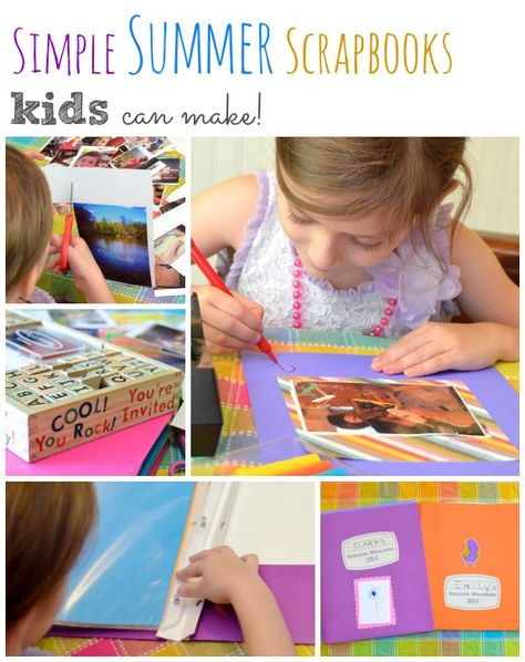 Simple Summer Scrapbooks Kids Can Make Kids Scrapbook Ideas, Scrapbook Ideas Kids, Scrapbook Ideas For Kids, Scrapbook For Kids, Summer Scrapbook Ideas, Making Scrapbooks, Scrapbook Project, Adventure Books, Scrapbooking Kids