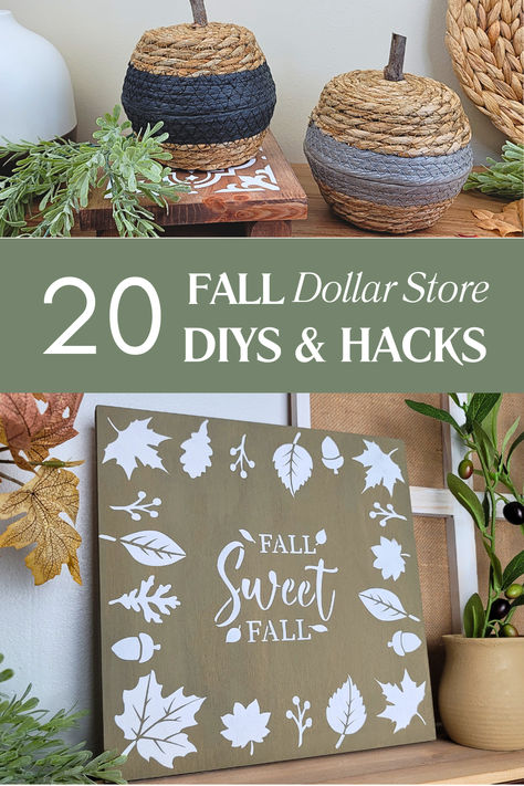 Here are 20 Dollar Tree fall DIYs and HACKS that will transform your home decor for 2024! From cozy fall accents to creative DIY home decor projects, these easy and budget-friendly Dollar Tree DIYs are perfect for adding seasonal charm to any space.  #dollartree #dollartreediy #diyhomedecor #diy #crafts Fall Decor From Dollar Tree, Dollar Tree Fall Cricut Projects To Sell, 2024 Dollar Tree Crafts, Dollar Tree Fabric Crafts, Easy Fall Diy Crafts, Dollar Tree Thanksgiving Decor Diy, New Craft Ideas For 2024, Diy Fall Crafts For Adults, Boho Dollar Store Diy