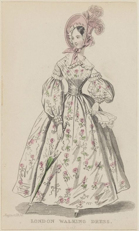 1830s Dress, 1870 Fashion, 1830s Fashion, Walking Dress, Decades Of Fashion, 1800s Fashion, Regency Fashion, Evolution Of Fashion, 19th Century Fashion